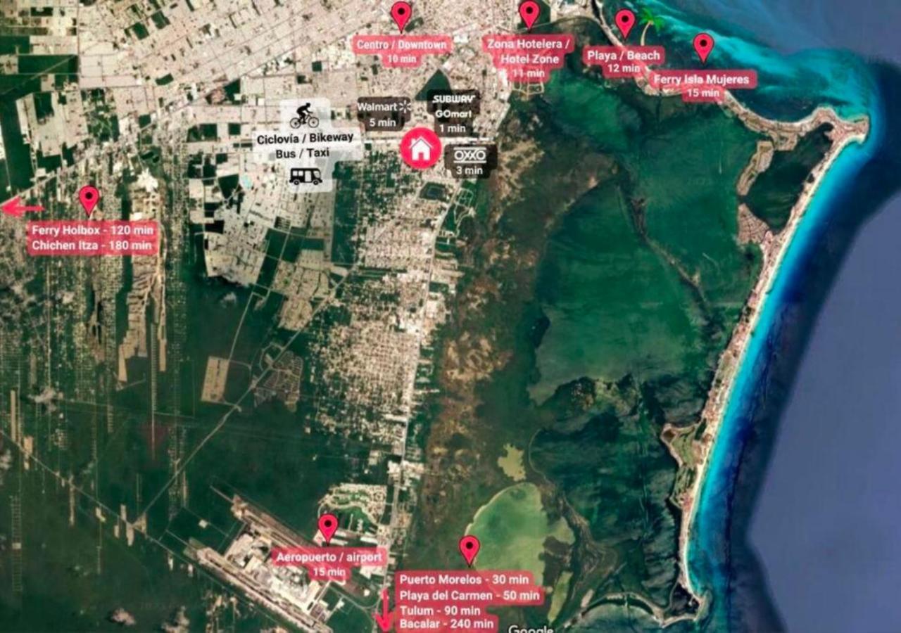 Casa Familiar En Condominio Privado Cerca De Playa Канкун Екстериор снимка